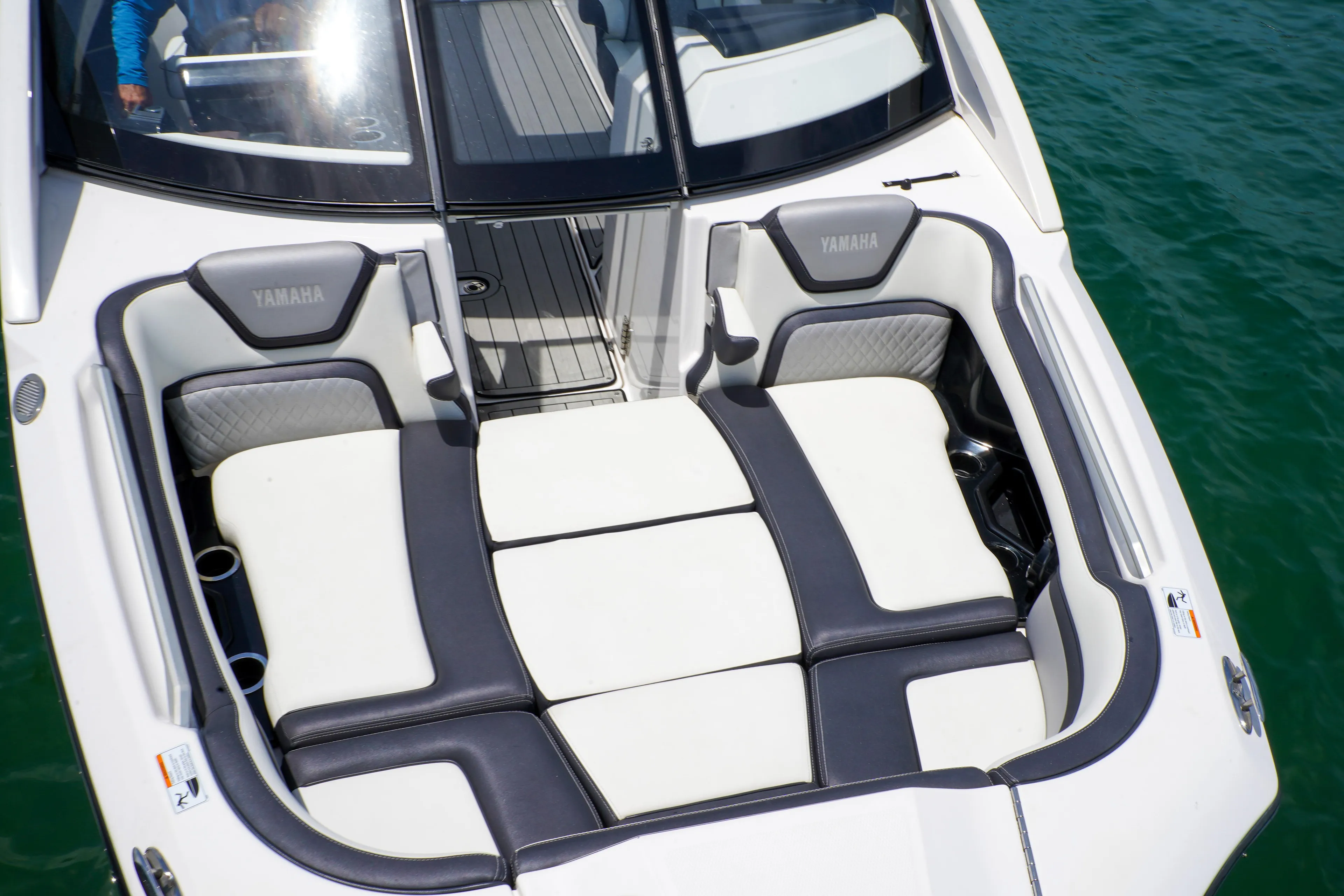 Close detail of bow seating aboard The Content Boat